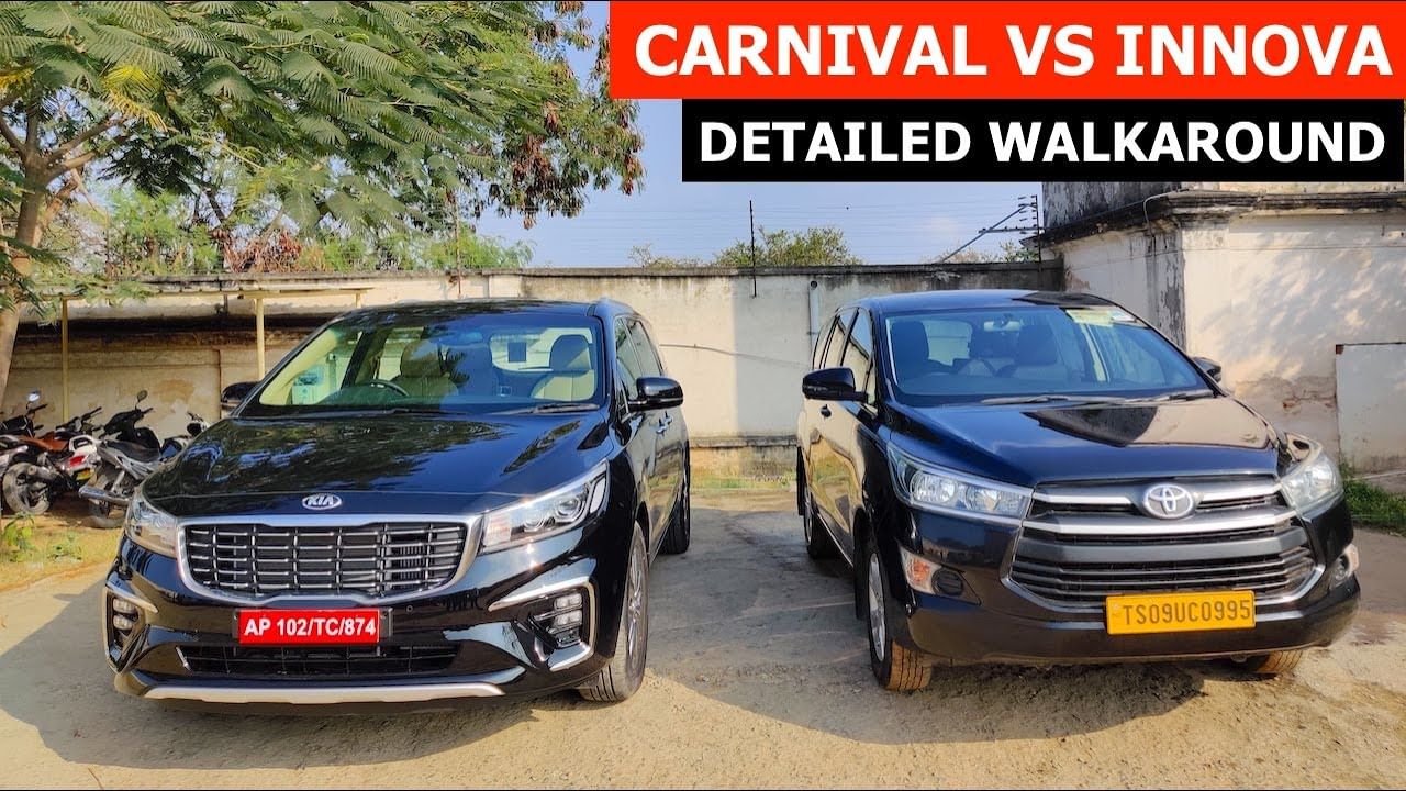 Kia Carnival vs Toyota Innova Crysta : Size comparison Kia Carnival vs Toyota Innova Crysta : Size comparison