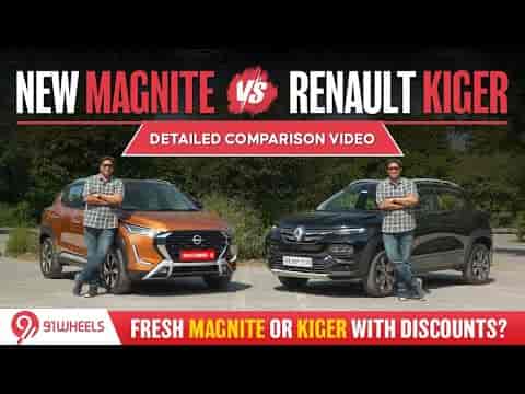 New Nissan Magnite vs Renault Kiger Comparison Video || Exclusive comparo of sub 4m compact SUVs